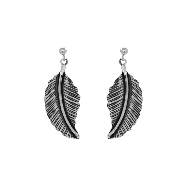 BRINCO FOLHA ENVELHECIDO PRATA 925 - My Prata Joias