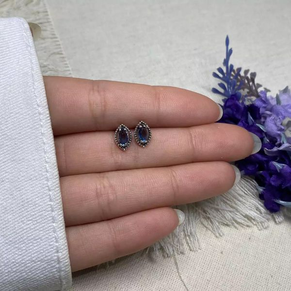 BRINCO NAVETE ZIRCÔNIA AZUL ESCURO PRATA 925 - My Prata Joias