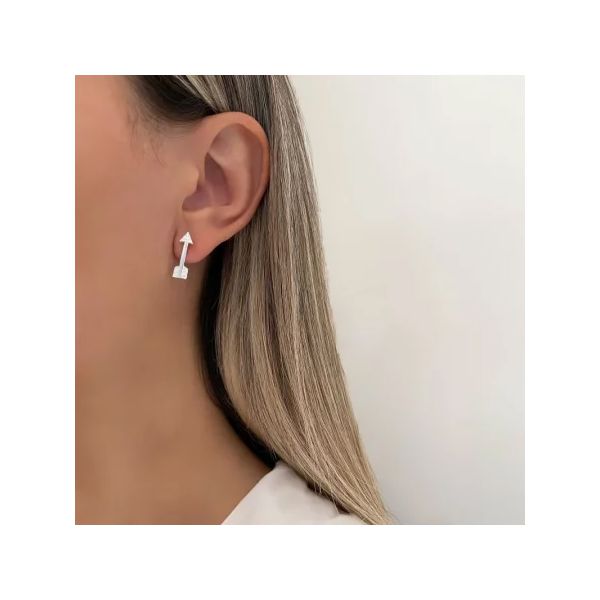 BRINCO FLECHA ZIRCÔNIA CRISTAL PRATA 925 - My Prata Joias