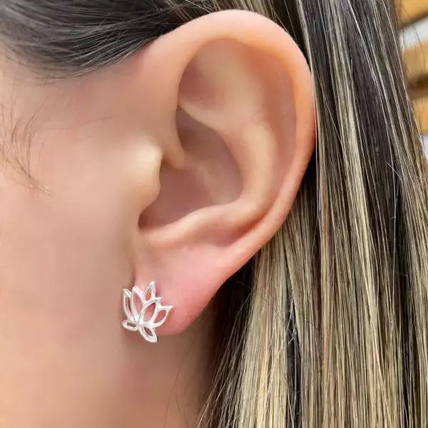 BRINCO FLOR DE LÓTUS PRATA 925 - My Prata Joias