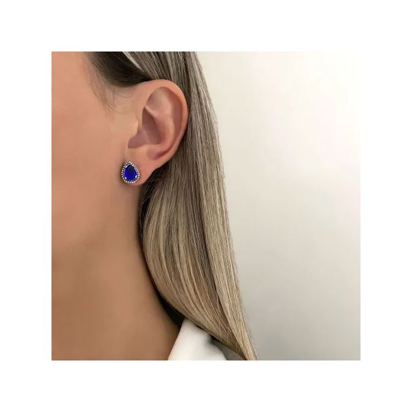 BRINCO INDIANO GOTA ZIRCÔNIA AZUL ESCURO PRATA 925 - My Prata Joias