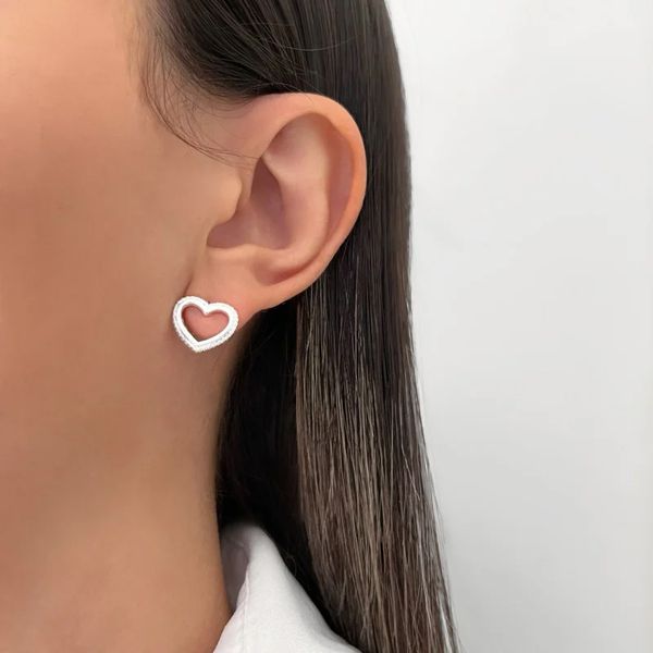 BRINCO CORAÇÃO VAZADO PRATA 925 - My Prata Joias