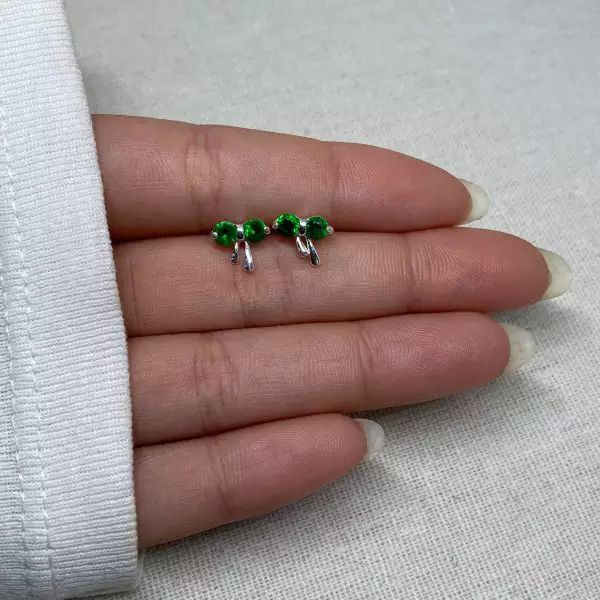 BRINCO LAÇO ZIRCÔNIA ESMERALDA PRATA 925 - My Prata Joias