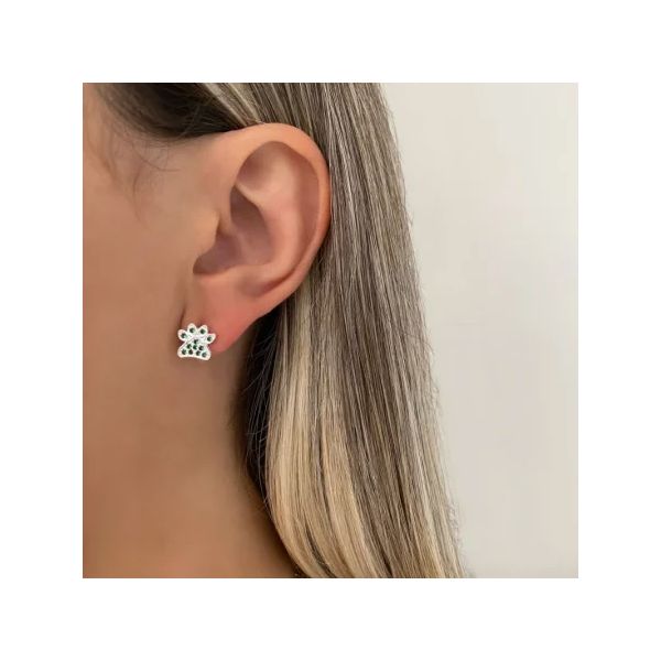 BRINCO PATA ZIRCÔNIA VERDE PRATA 925 - My Prata Joias