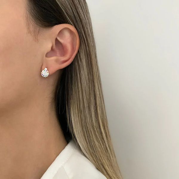 BRINCO FLOR COLOR ZIRCÔNIA COLORIDO PRATA 925 - My Prata Joias