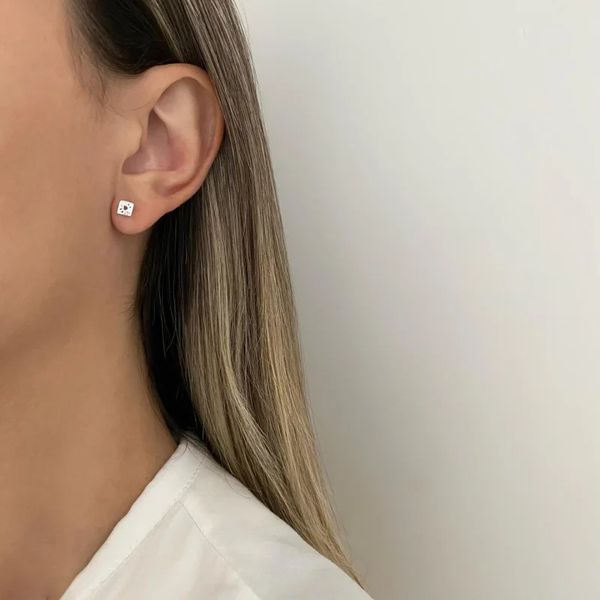 BRINCO QUADRADO PRATA 925 - My Prata Joias