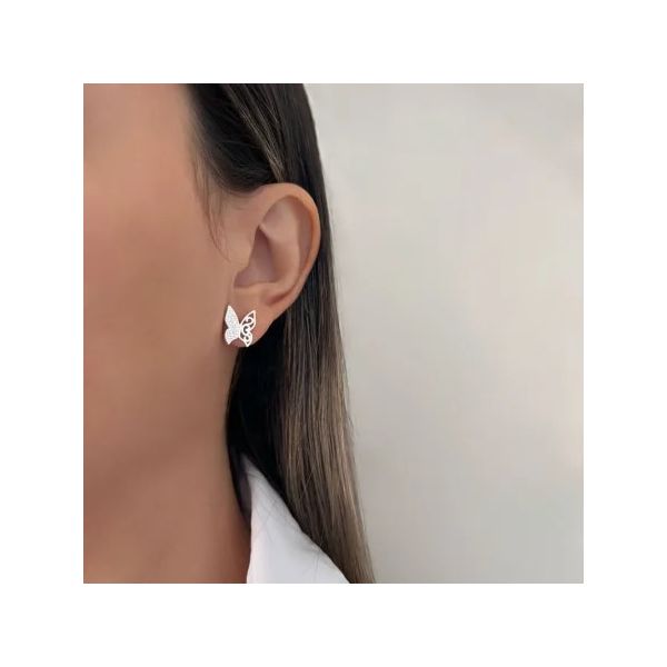 BRINCO BORBOLETA ZIRCÔNIA CRISTAL PRATA 925 - My Prata Joias