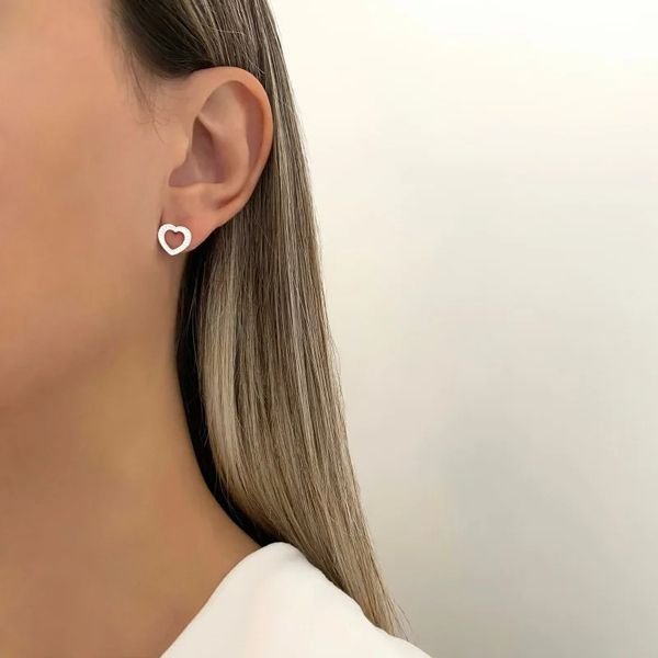 BRINCO CORAÇÃO VAZADO PRATA 925 - My Prata Joias