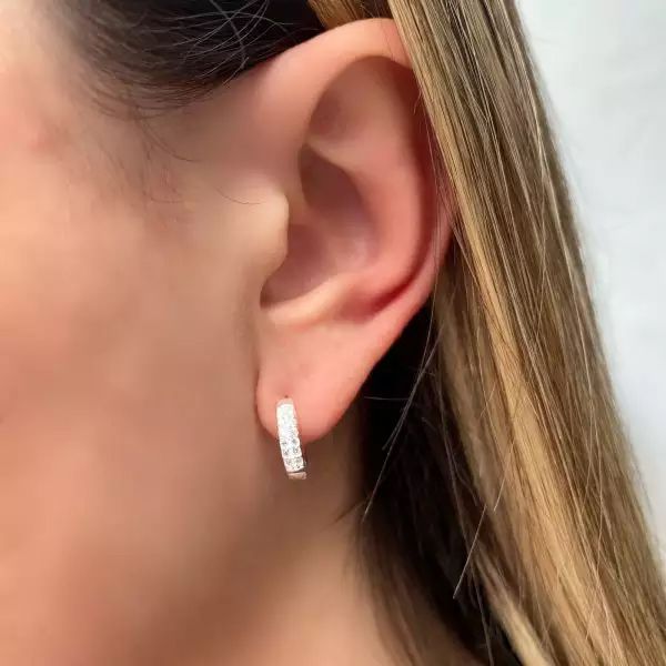 BRINCO ARGOLA CLICK ZIRCÔNIA CRISTAL M PRATA 925 - My Prata Joias