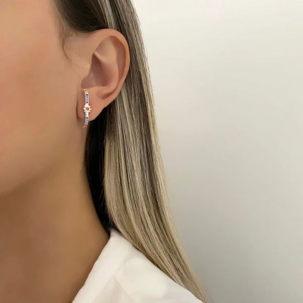 BRINCO ZIRCÔNIA COLORIDA PRATA 925 - My Prata Joias