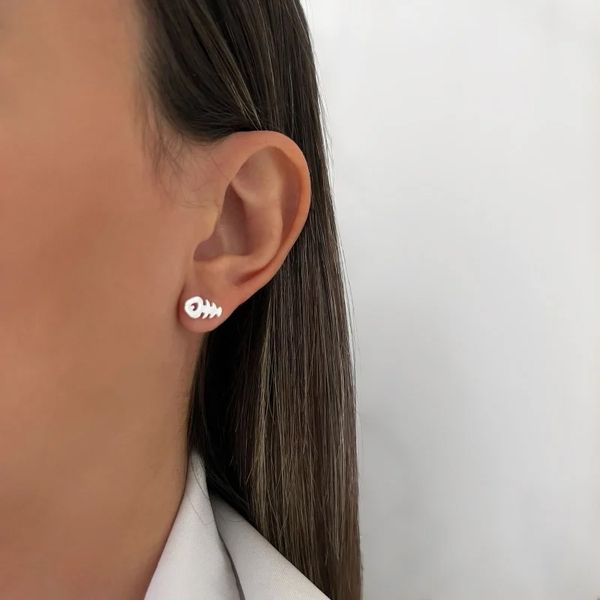 BRINCO ESQUELETO DE PEIXE PRATA 925 - My Prata Joias