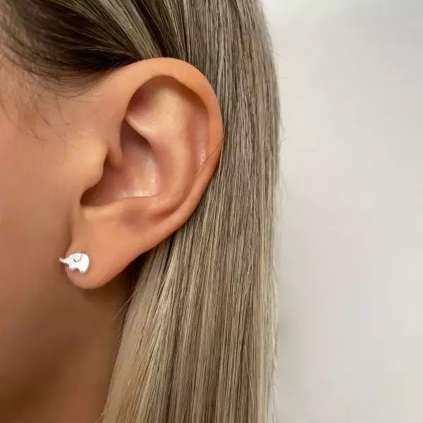 BRINCO ELEFANTE LISO PRATA 925 - My Prata Joias