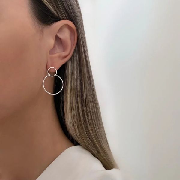BRINCO DOIS CÍRCULOS PRATA 925 - My Prata Joias