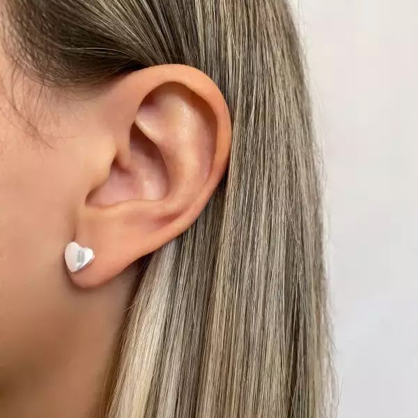 BRINCO CORAÇÃO LISO PRATA 925 - My Prata Joias
