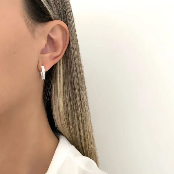 BRINCO ARGOLA CLICK ZIRCÔNIA CRISTAL PRATA 925 - My Prata Joias