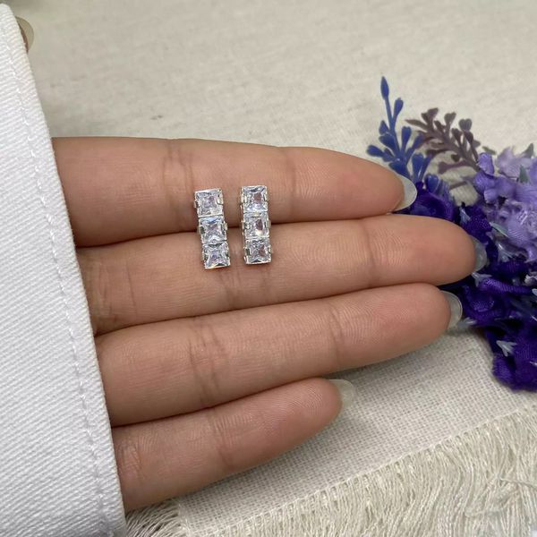 BRINCO QUADRADO ZIRCÔNIA CRISTAL PRATA 925 - My Prata Joias