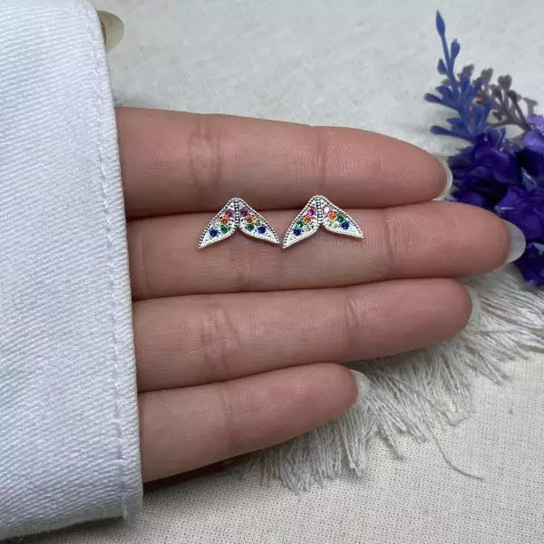 BRINCO RABO DE BALEIA ZIRCÔNIA COLOR PRATA 925 - My Prata Joias