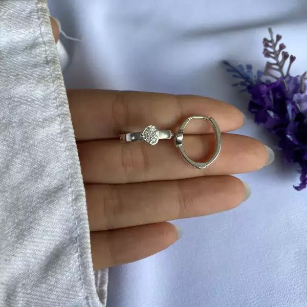 ARGOLINHA COM CORAÇÃO CRAVEJADO M PRATA 925 - My Prata Joias