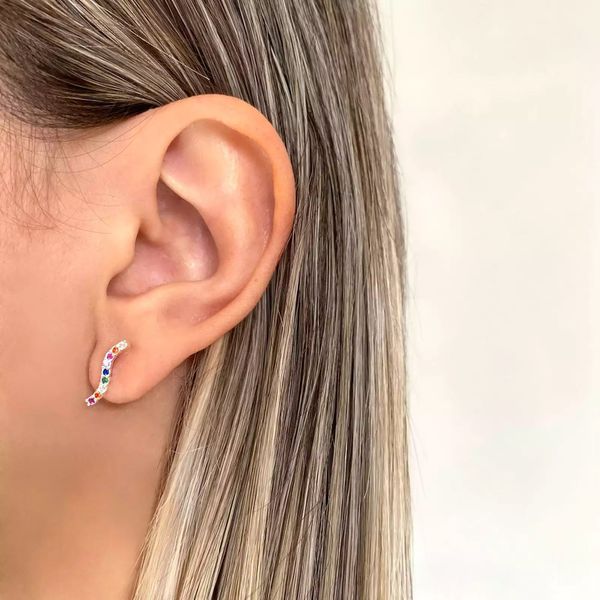 BRINCO CURVA COLOR PRATA 925 - My Prata Joias