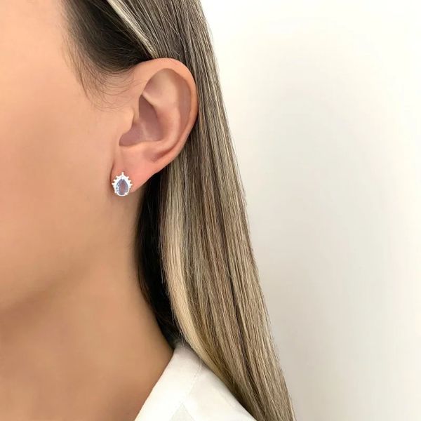 BRINCO GOTA ZIRCÔNIA AZUL CLARO PRATA 925 - My Prata Joias