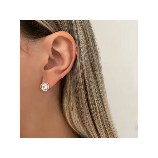 BRINCO QUADRADO ZIRCÔNIA CRISTAL E LARANJA PRATA 9... - My Prata Joias