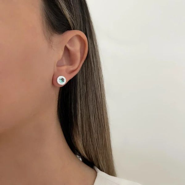 BRINCO REDONDO ZIRCÔNIA VERDE ÁGUA E CRISTAL PRATA... - My Prata Joias