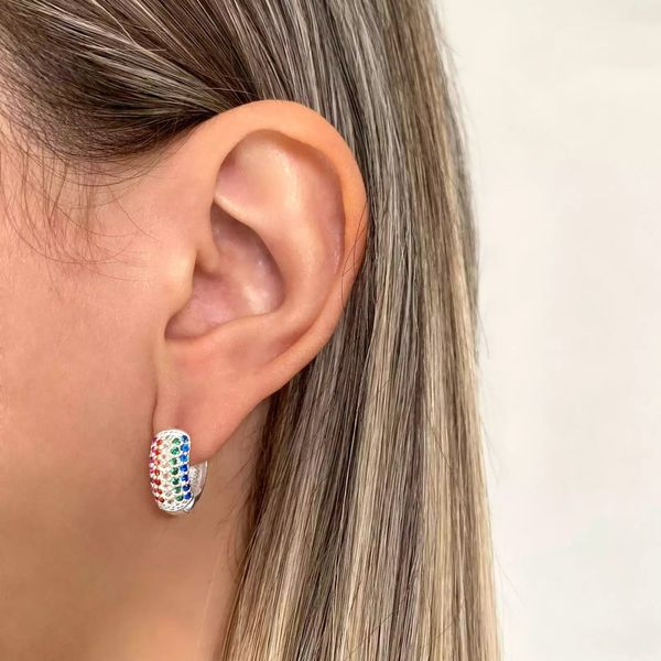 Argolinha Cravejada G Prata 925 - My Prata Joias