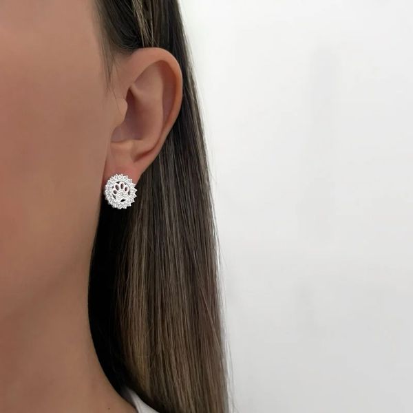 BRINCO PATA DE CACHORRO ZIRCÔNIA CRISTAL PRATA 925 - My Prata Joias