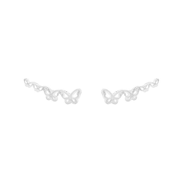 BRINCO EAR CUFF BORBOLETA PRATA 925 - My Prata Joias