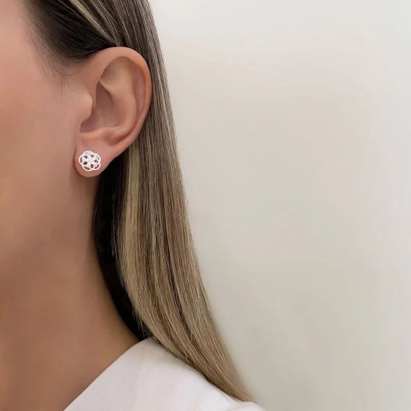 BRINCO FLOR ZIRCÔNIA CRISTAL PRATA 925 - My Prata Joias