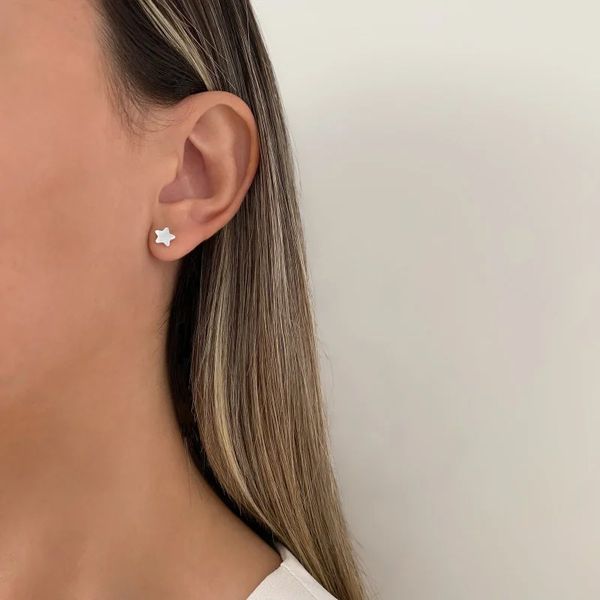 BRINCO ESTRELA LISO PRATA 925 - My Prata Joias