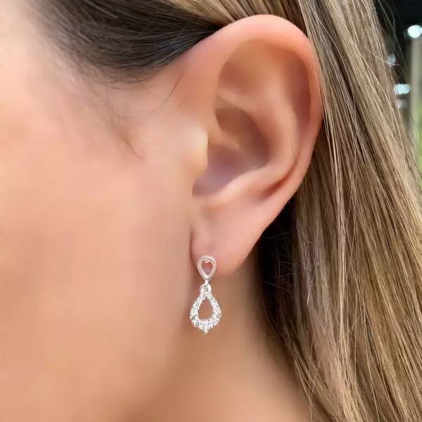 BRINCO GOTA ZIRCÔNIA CRISTAL PRATA 925 - My Prata Joias