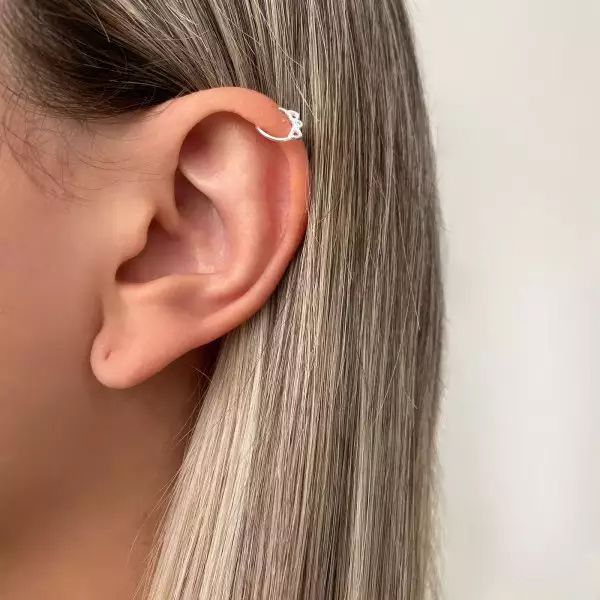 PIERCING FURO GATINHO ZIRCÔNIA CRISTAL PRATA 925 - My Prata Joias