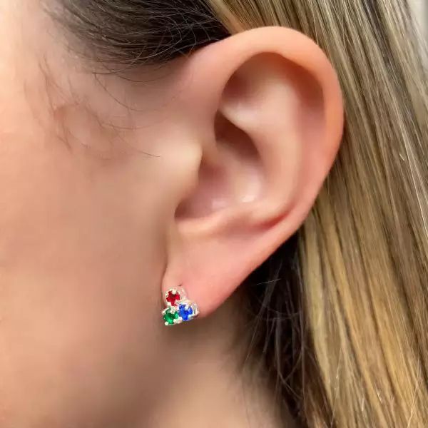BRINCO ZIRCÔNIA COLORIDA PRATA 925 - My Prata Joias