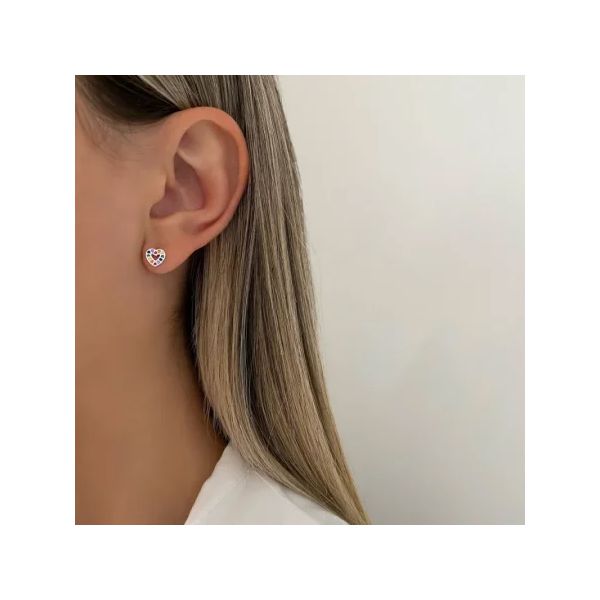 BRINCO CORAÇÃO ZIRCÔNIA COLORIDA PRATA 925 - My Prata Joias