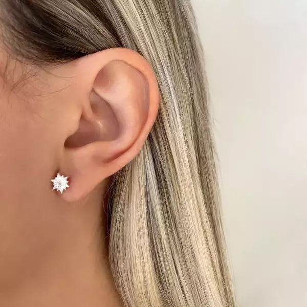 BRINCO ESTRELA ZIRCÔNIA CHAMPANHE PRATA 925 - My Prata Joias