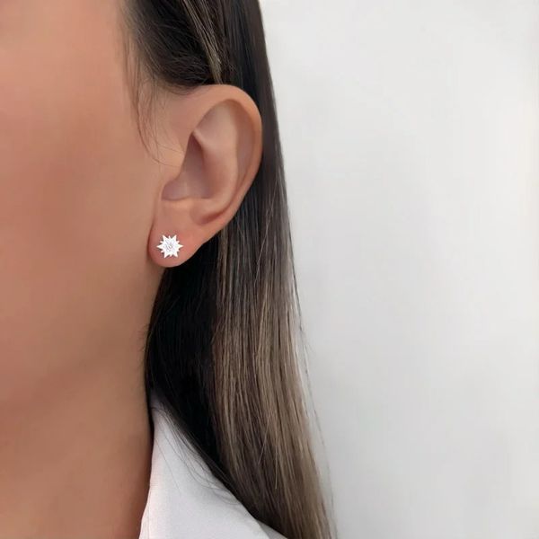 BRINCO FLOR ZIRCÔNIA CRISTAL PRATA 925 - My Prata Joias