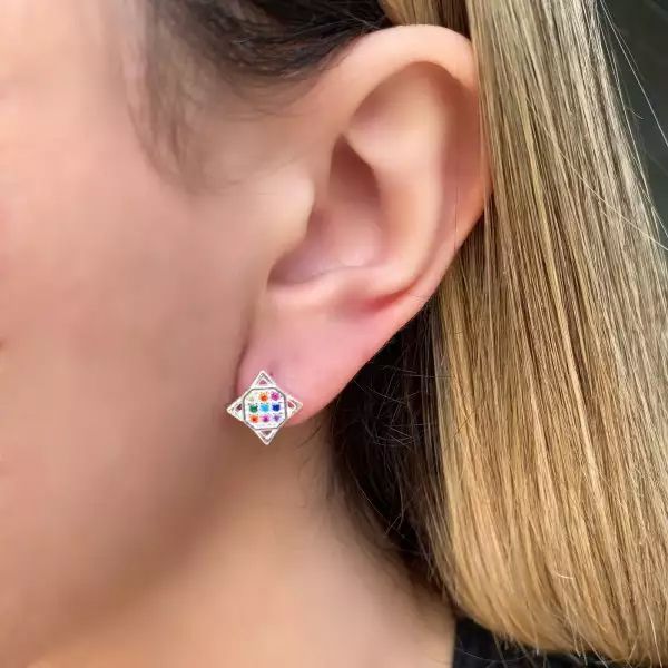 BRINCO ZIRCÔNIA COLORIDA PRATA 925 - My Prata Joias