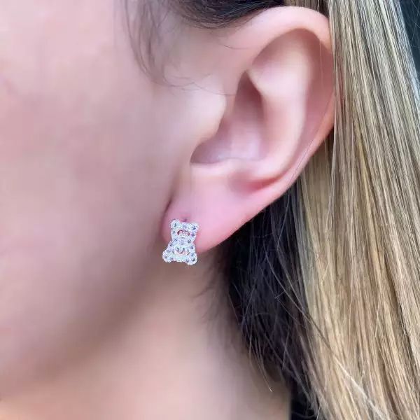 BRINCO URSO ZIRCÔNIA LILÁS PRATA 925 - My Prata Joias