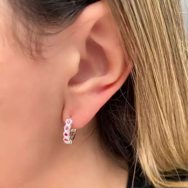 ARGOLINHA CORAÇÕES COM ZIRCÔNIA M PRATA 925 - My Prata Joias