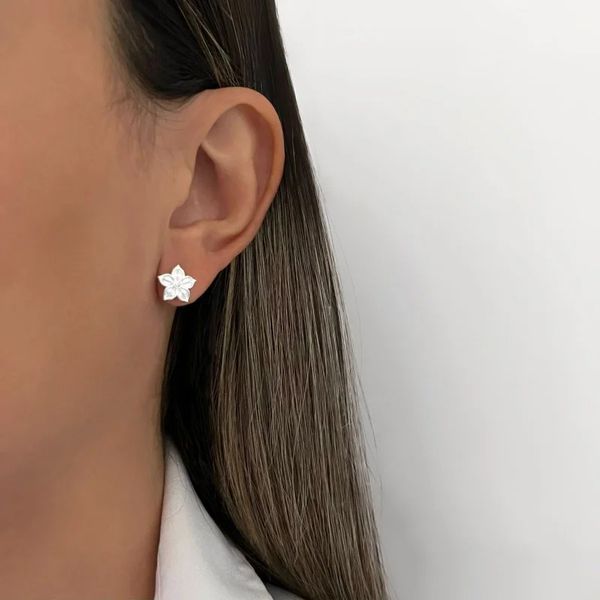 BRINCO FLOR ZIRCÔNIA CRISTAL PRATA 925 - My Prata Joias