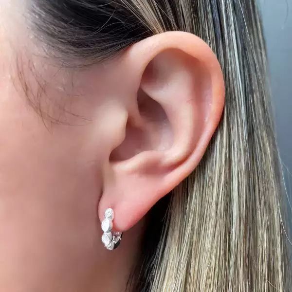 BRINCO ARGOLA CLICK ZIRCÔNIA CRISTAL PRATA 925 - My Prata Joias