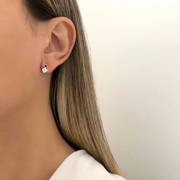 BRINCO ZIRCÔNIA AZUL ESCURO CRISTAL PRATA 925 - My Prata Joias