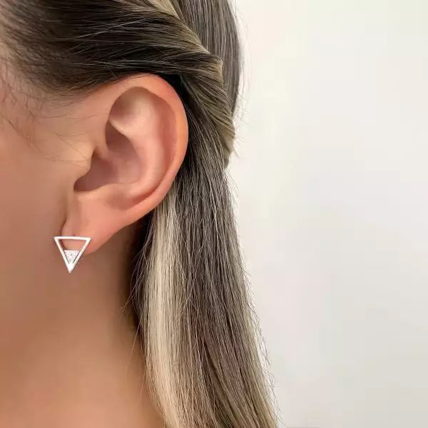 BRINCO TRIÂNGULO ZIRCÔNIA CRISTAL PRATA 925 - My Prata Joias