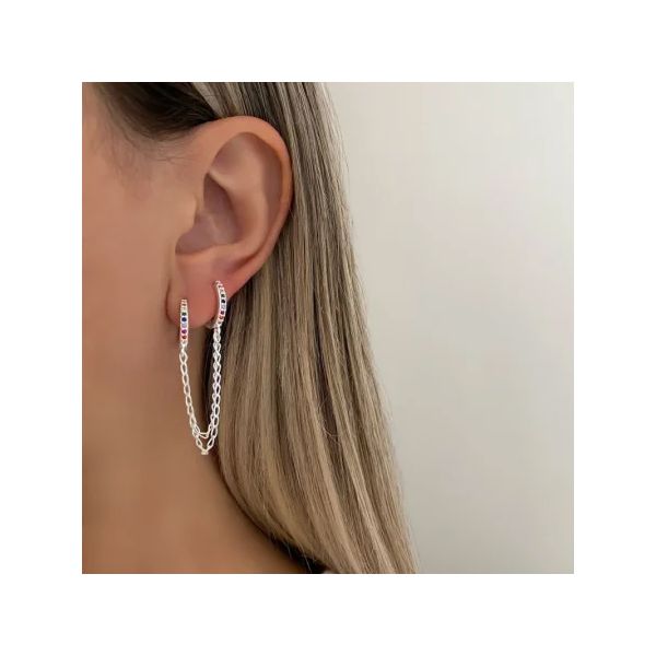 BRINCO ARGOLA CLICK ZIRCÔNIA COLORIDA CORRENTE DUP... - My Prata Joias