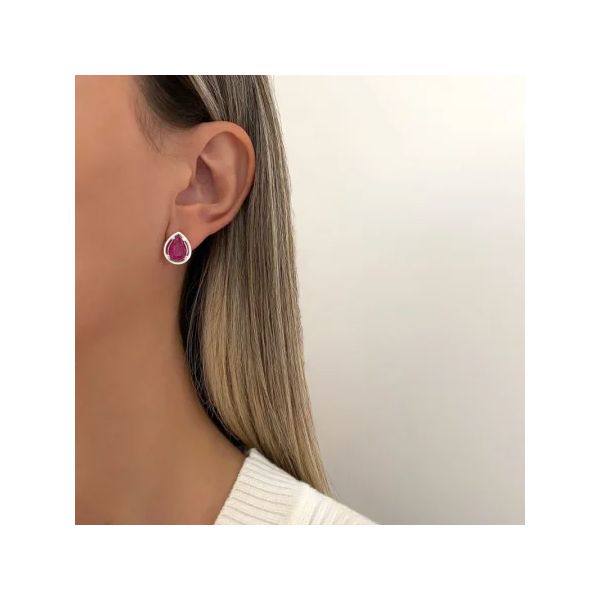 BRINCO GOTA ZIRCÔNIA ROSA ESCURO PRATA 925 - My Prata Joias