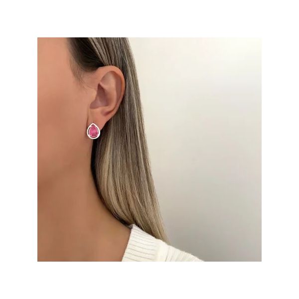 BRINCO GOTA ZIRCÔNIA ROSA CLARO PRATA 925 - My Prata Joias