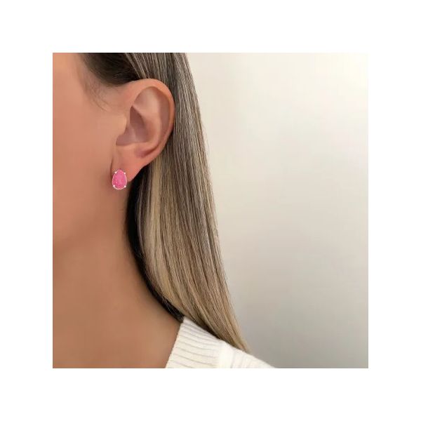 BRINCO GOTA ZIRCÔNIA ROSA CLARO PRATA 925 - My Prata Joias