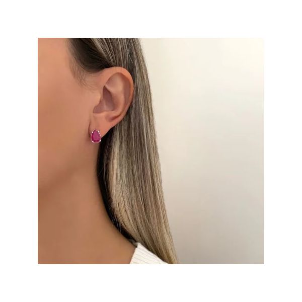 BRINCO GOTA ZIRCÔNIA ROSA ESCURO PRATA 925 - My Prata Joias