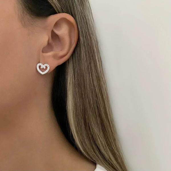 BRINCO CORAÇÃO ZIRCÔNIA CRISTAL PRATA 925 - My Prata Joias